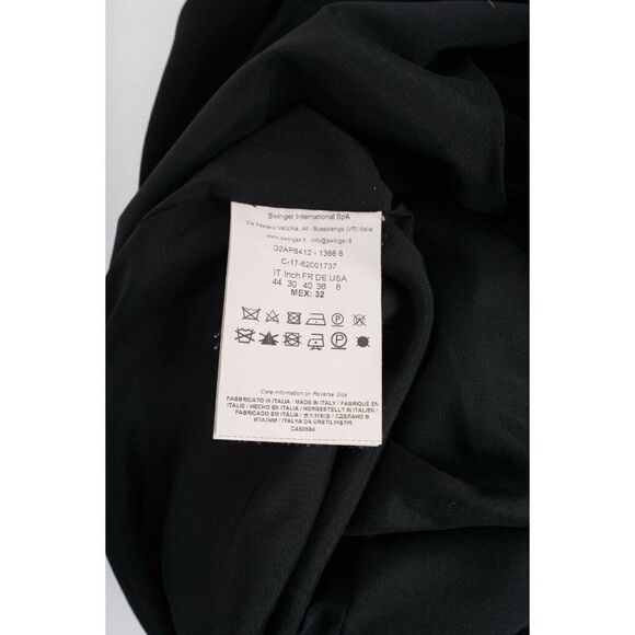 Genny Women Black Lurex Sheath Dress Embroidered US 8 IT 44 Crepe Party Cocktail - Picture 8 of 8